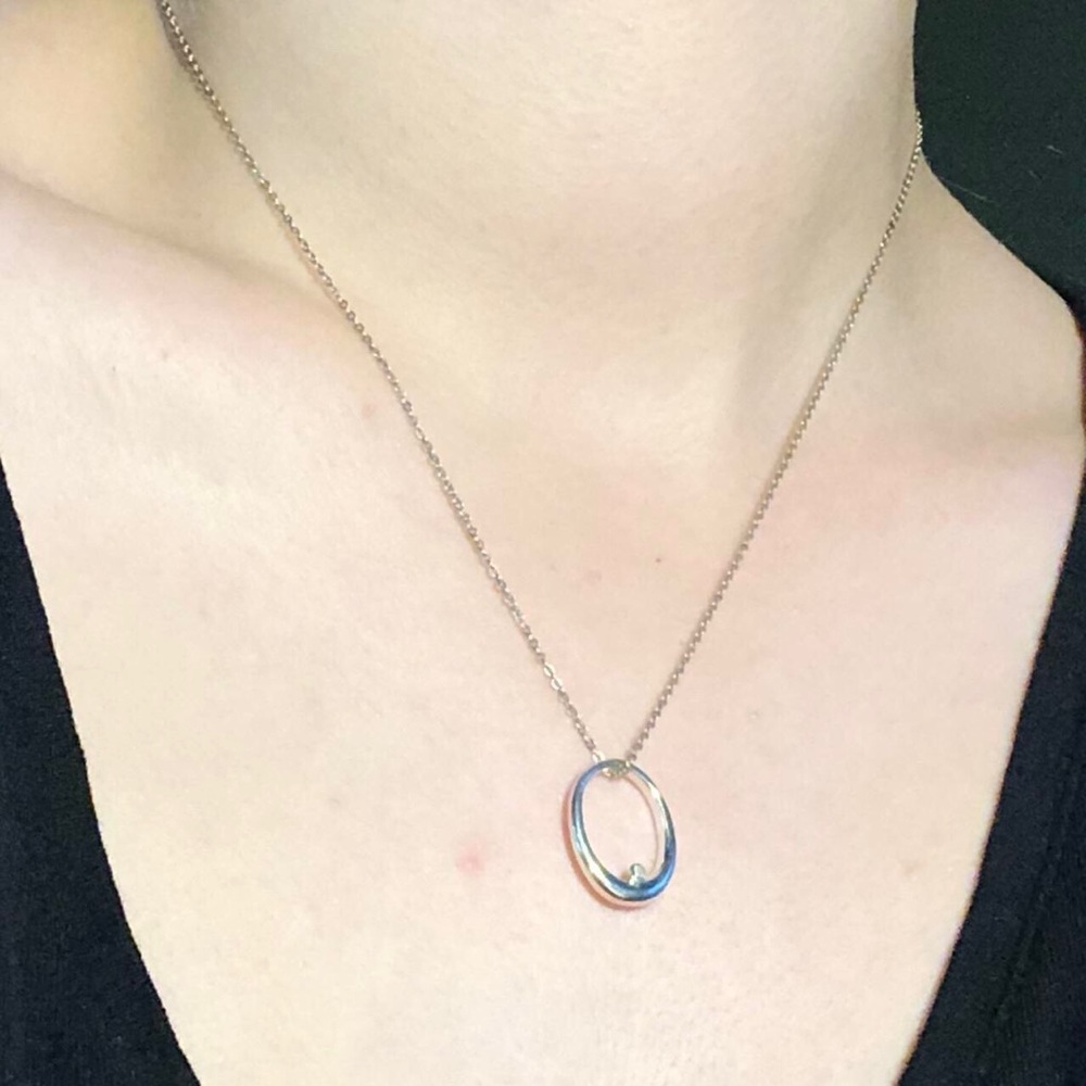 Sterling Silver Infinity Loop Diamond Pendant Nec… - image 3